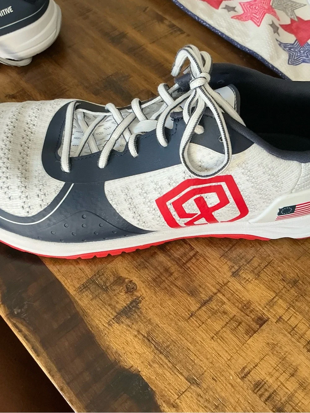 Born Primitive Men's White, Navy & Red Athletic Sneakers
